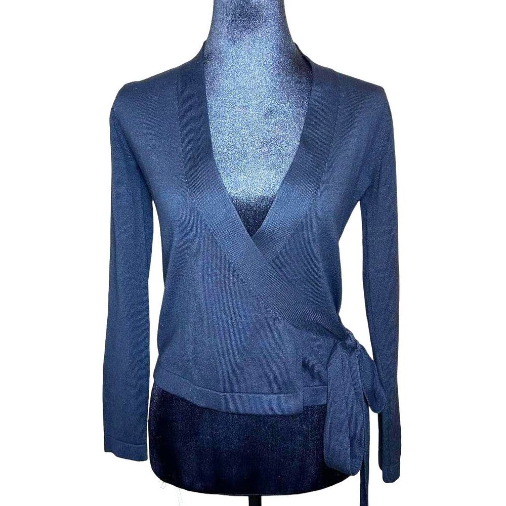 Lulus Womens All Wrapped Up Sweater Size XS Black V-Neck Long Sleeve Tie EUC